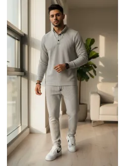 Trening barbati slim fit gri, Pantaloni + Bluza C200 29-1.3